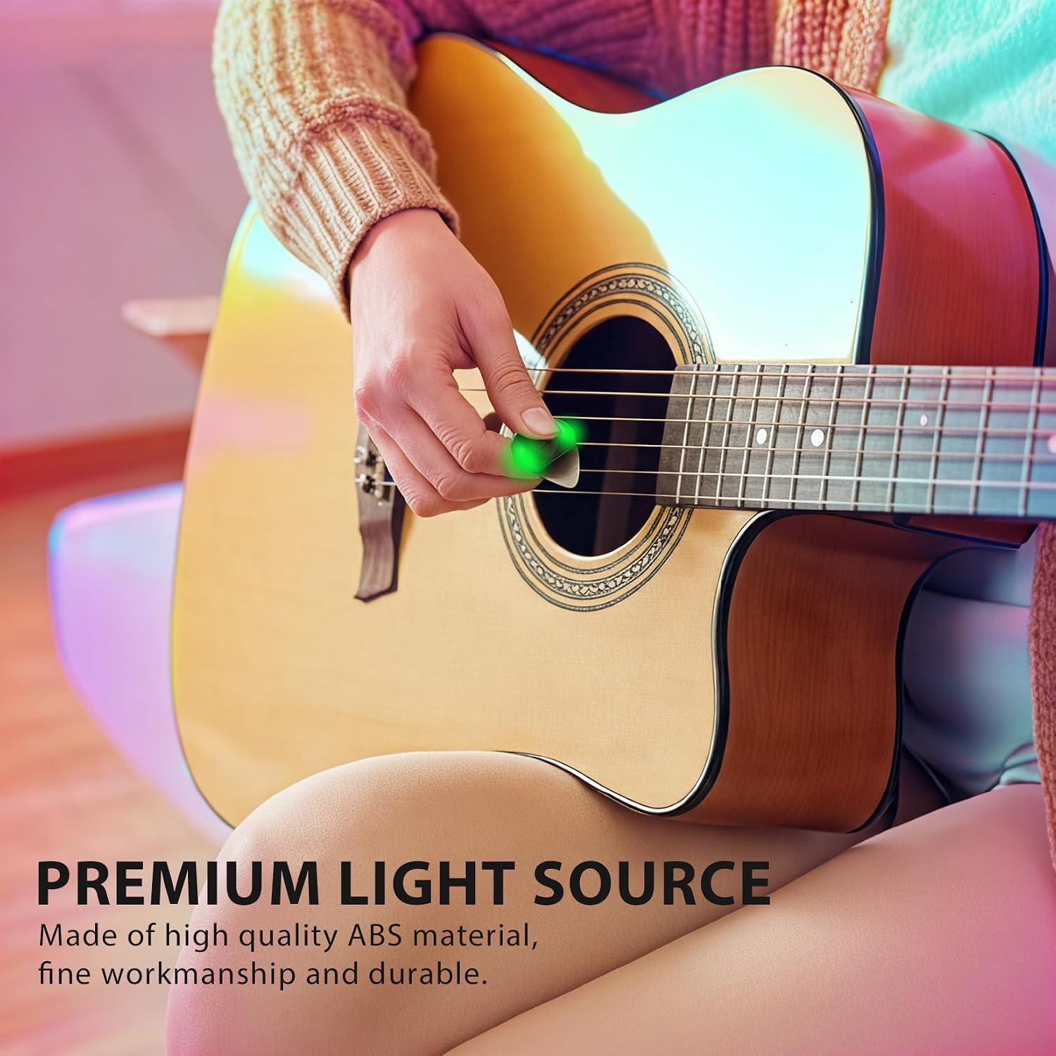 LED Cool Guitar Picks, 3Pcs 0.6mm AUTO Glowing Guitars Plectrum image 4