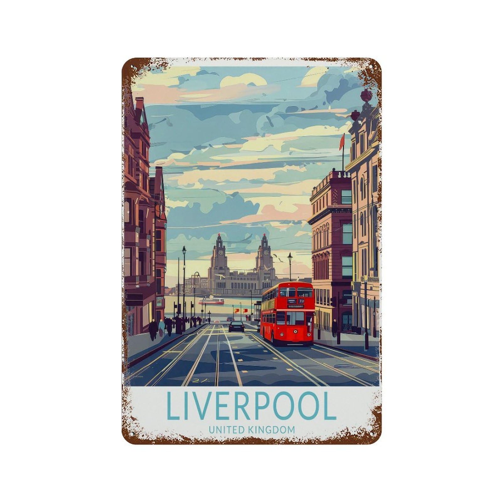 xiaoxiaoshen Liverpool Travel England City United Kingdom S, Birthday Wall Decor Art Metal Tin Poster Modern Home Decor Art Home Bar Shop Decorations Vintage Sign 30x20cm