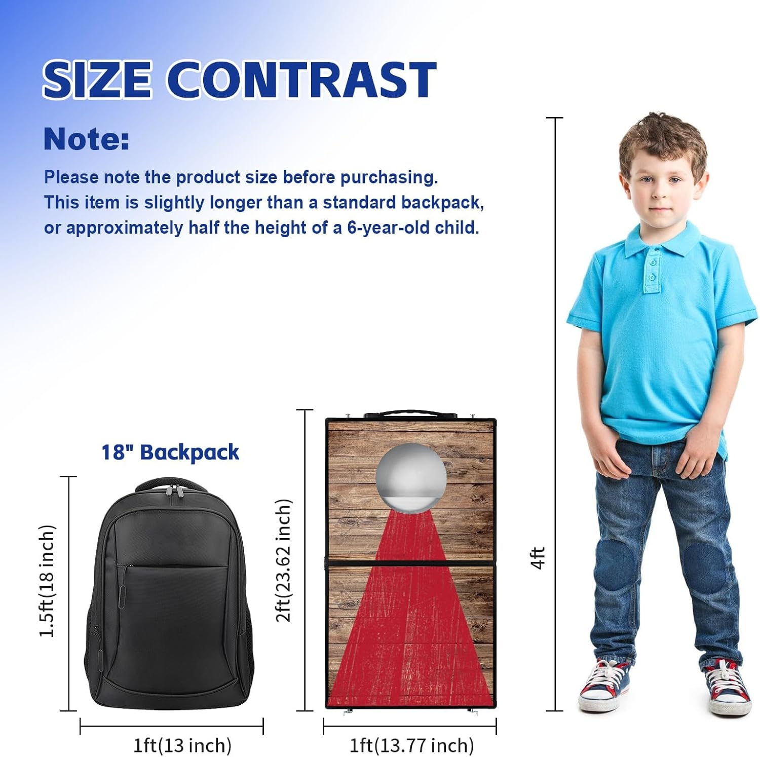 Portable Cornhole Board Set - Aluminum, Foldable 24x12in with 6 Bean Bags | for Adults, Indoor/Outdoor, Travel, Beach & Camping