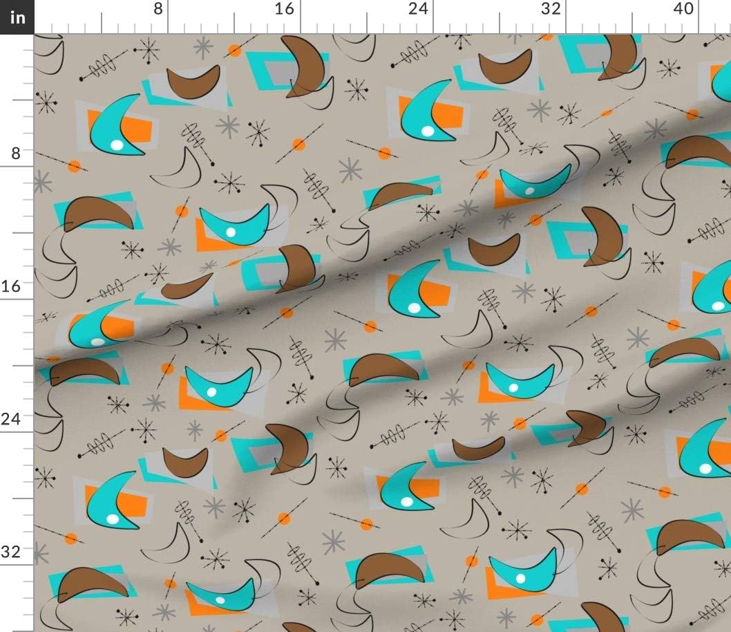 Spoonflower Fabric - Boomerangs Mid Century Modern Atomic Era Inspired Retro Pattern Printed on Petal Signature Cotton Fabric by The Yard - Sewing Quilting Apparel Crafts Decor