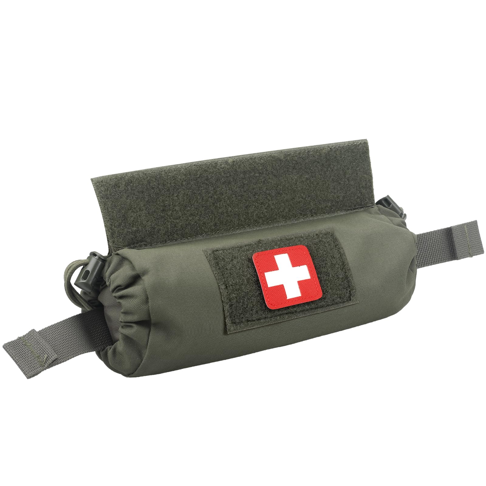 WYNEX Tactical First Aid Drop Dump Pouch, Medical Trauma Roll Up Drop Pouch EMT IFAK Sub Abdominal Carrying Bag with Hook-N-Loop for Chest Rig Vest