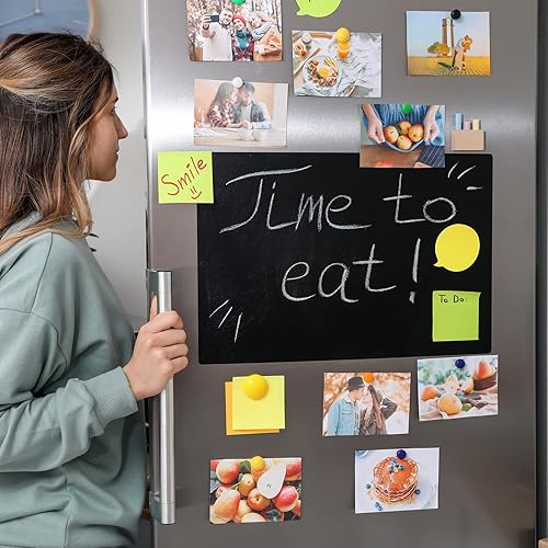 Miniatura 7 de PATIKIL Pizarra magnética de borrado en seco de 12 x 10 pulgadas, 2 hojas magnéticas gruesas de borrado en seco, pizarra negra para refrigerador