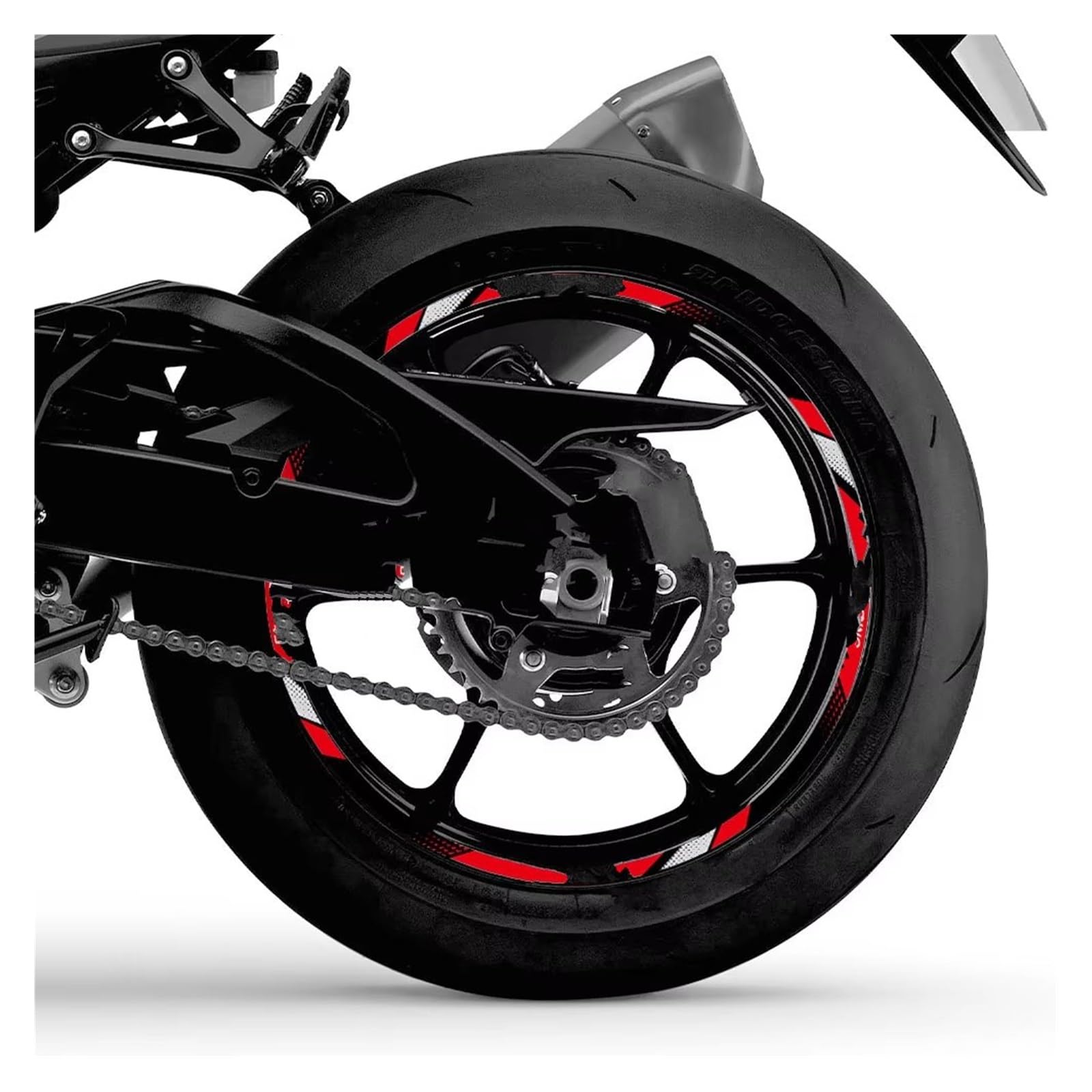 Naben-Aufkleber, reflektierender Felgenaufkleber, Motorrad, 25,4 cm, 30,5 cm, 43,2 cm, 45,7 cm, 18 Zoll, Felgenstreifen, Nabenzubehör, wasserdichtes Streifenband (25,4 cm, 004)
