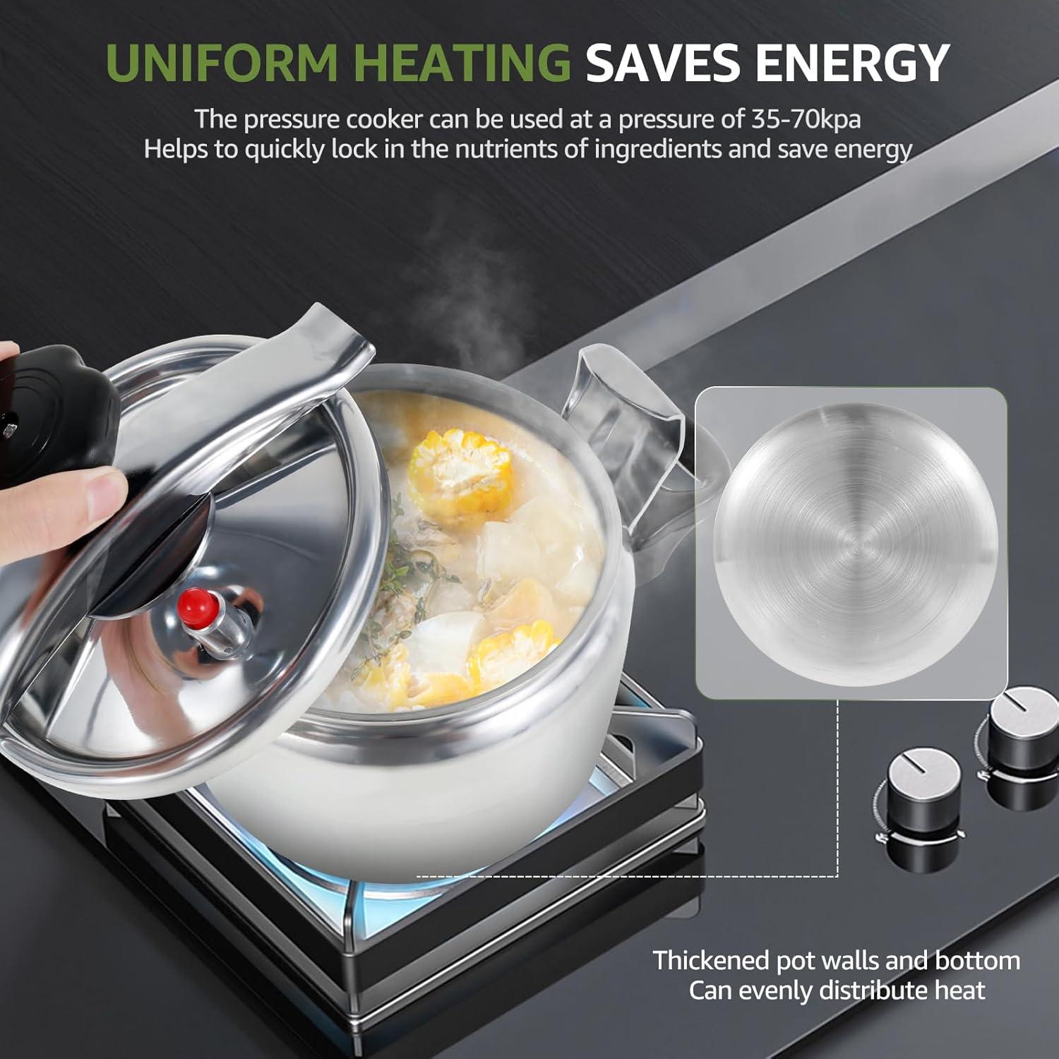 3L Small Pressure Cooker, Family Mini Pressure Cookers Super Safety Lock Devices, Multi Functional Design, Pressure Pot Cooker, Pressure Pooker