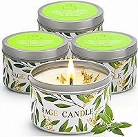 4-Pack White Sage Candles with Crystal Healing Stones - Soy Wax Smudge Kit for Negative Energy Cleansing, Meditation & Housewarming Gifts