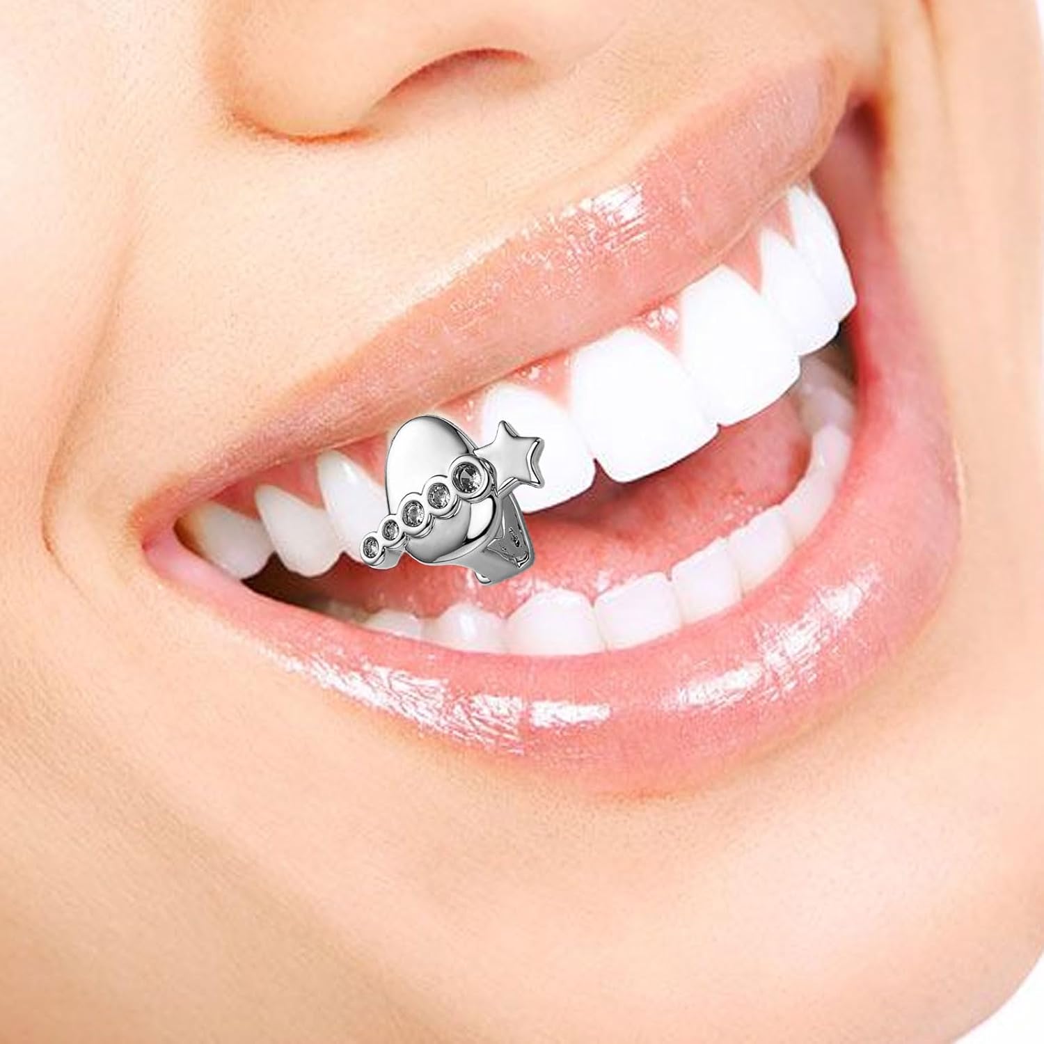 Shining Star Single Tooth Grillzs for Men and Women Allergy Alloy Removable Toothjewely for Parties and Concerts Trendy Tooth Grillzs