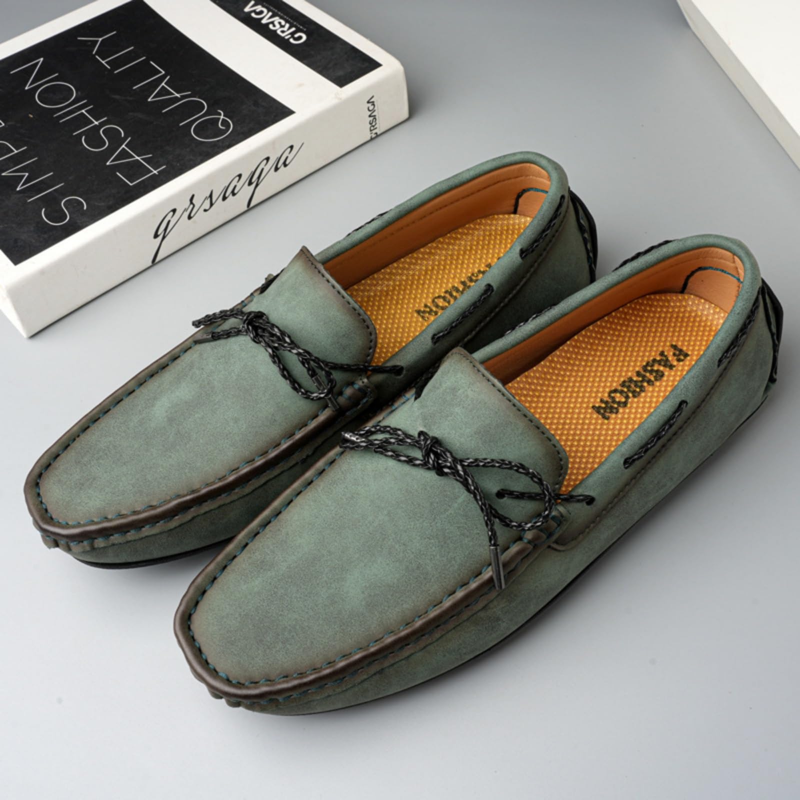 Hixingo Scarpe da Guida da Uomo in Pelle