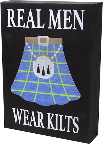 Miniatura 8 de JennyGems Regalos escoceses divertidos, letrero de madera de Real Men Wear Kilts, decoración del día de San Patricio, fabricado en Estados Unidos