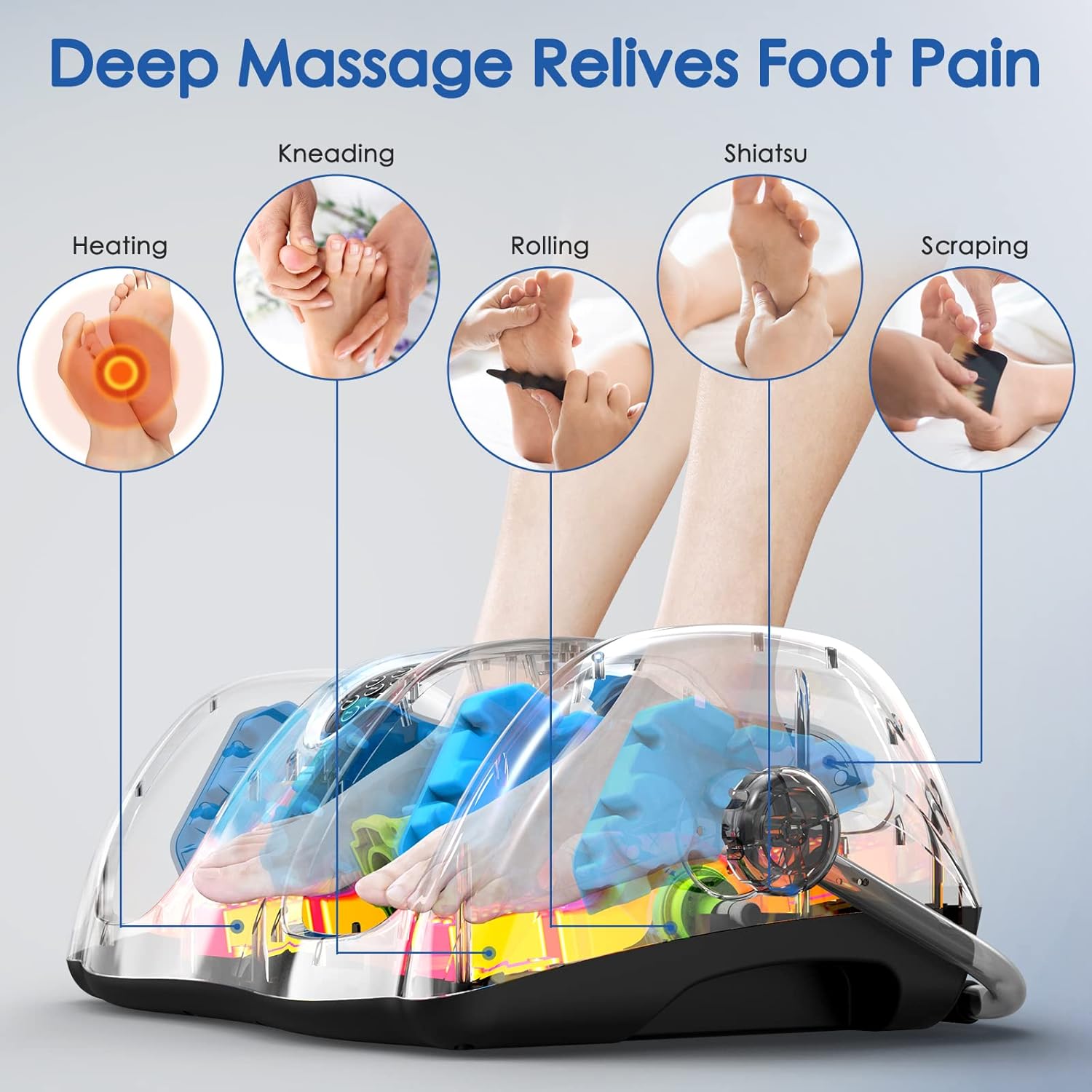 TWT Foot Massager Machine Shiatsu Foot and Calf Massager with Heat 3D Deep Tissue Massage for Calf Leg Ankle, Electric Feet Massager for Pain Relief Increases Blood Flow Circulation : Health & Household