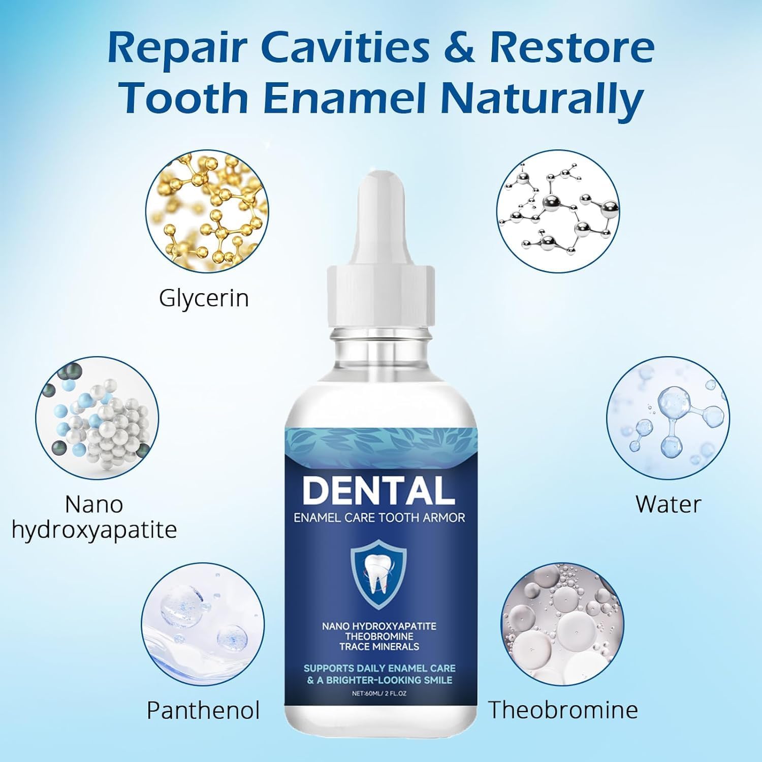 Cavity Healing Tooth Armor Liquid-Transparent Enamel Strengthening Formula with Hydroxyapatite, Enamel Support, Gum Health 2PCS，Q-ychiyanghuye2pc-01