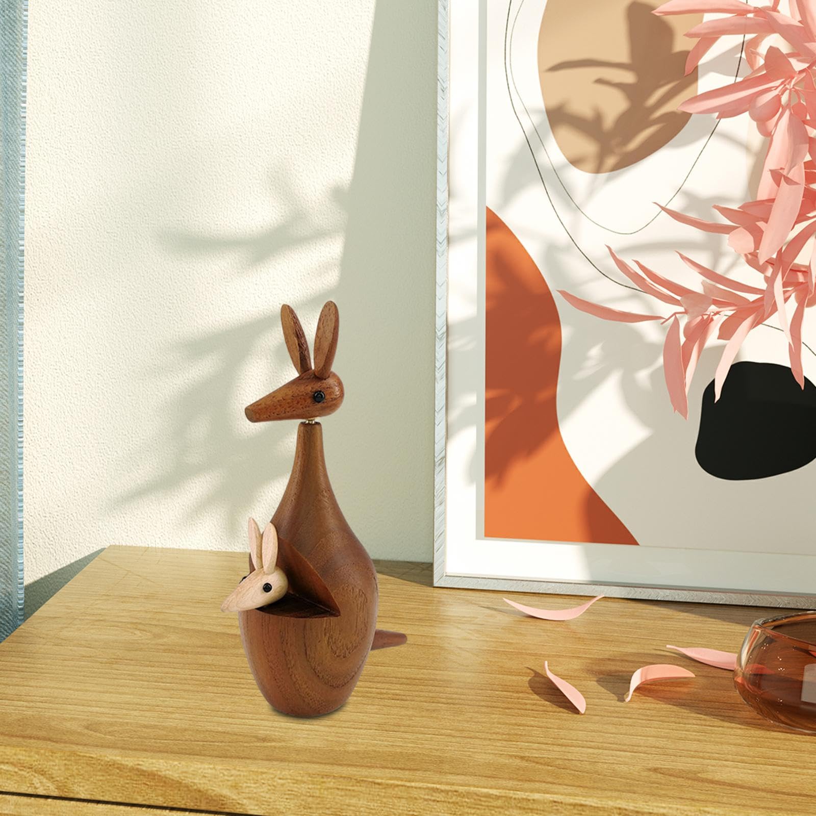 Statue Tierfigur Holz Skulptur Kreative Dekoration Kunst Handwerksfigur als Geschenk für Wohnzimmer Schreibtisch Bücherregal Kinderzimmer
