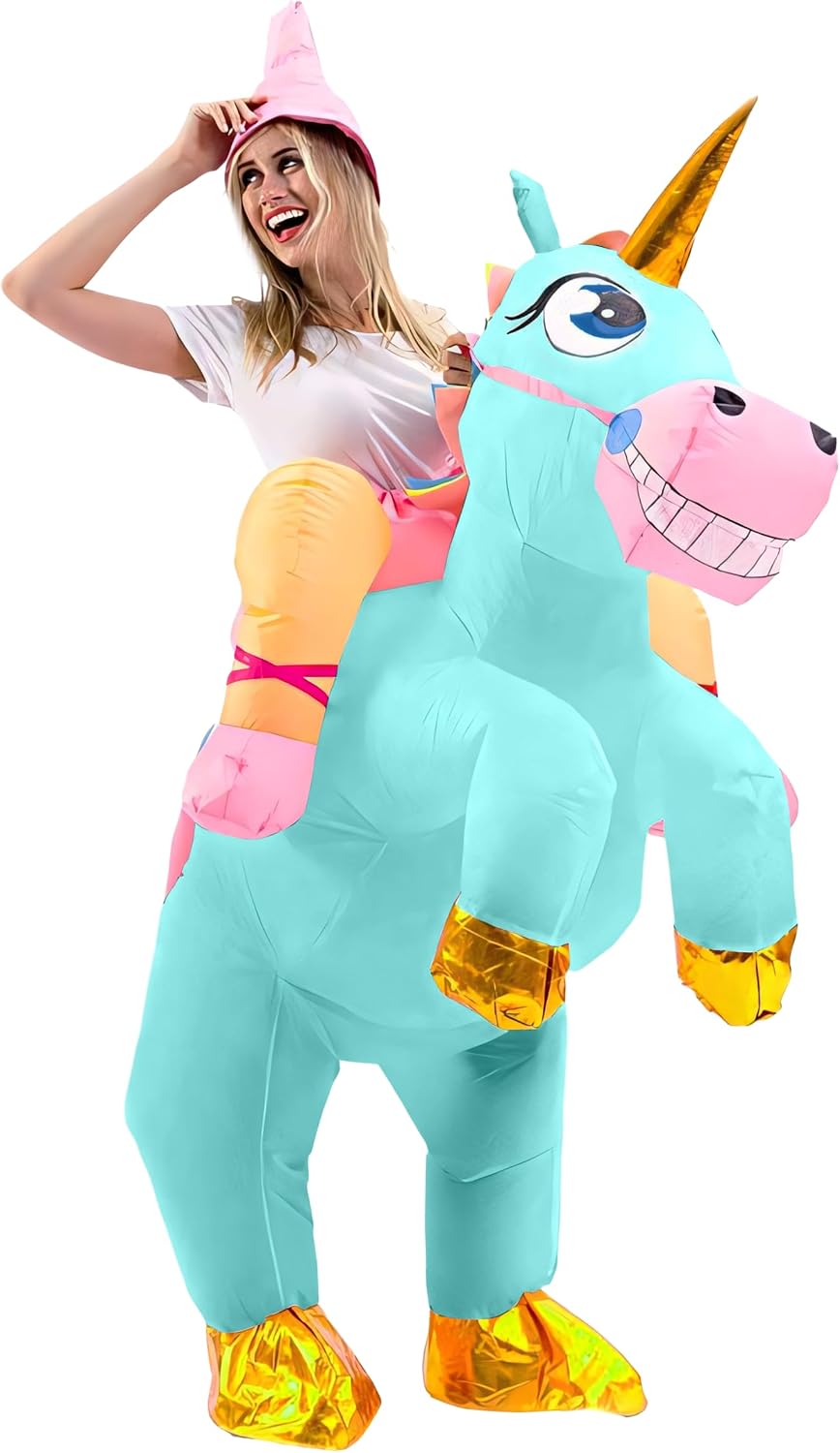 Spooktacular Creations Halloween Inflatable Costume Adult, Riding a Unicorn Blow-up Suit for Cosplay Themed Parties