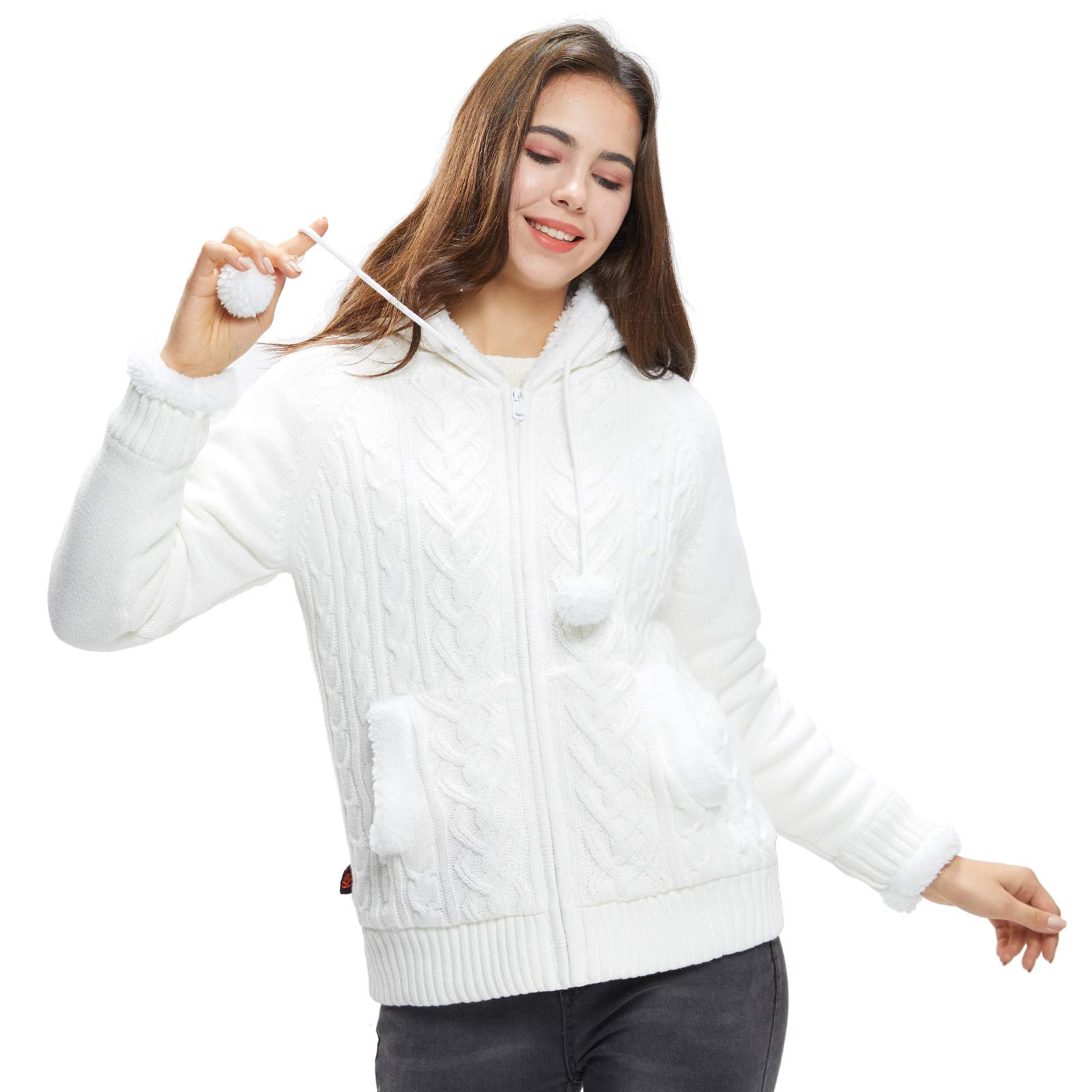 Extreme Pop Chaqueta de Punto con Capucha para Mujer, cárdigan con Cremallera, suéteres, Chaqueta de Invierno con Forro Polar cálido con Sherpa XS-XL UK Stock