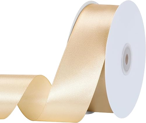 60 Yards 1-1/2 Inch Champagne Gold Satin Ribbon Gold Ribbon for Gift Wrapping Wedding Invitation Flower Bouquet Party Home Decoration