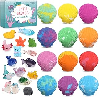 Bath Bombs for Kids with Toys Inside for Girls Boys - 12 Handmade Kids Bubble Bath Fizzies Bomb with Surprise Sea Animals ...