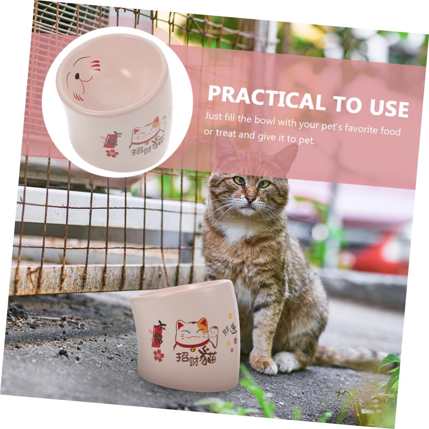 YARNOW 1pc Elevated Cat Food Bowl Non-Spill Design Stable Base Easy to Tilted Cat Dish for Comfortable Eating for and Puppies Ceramic