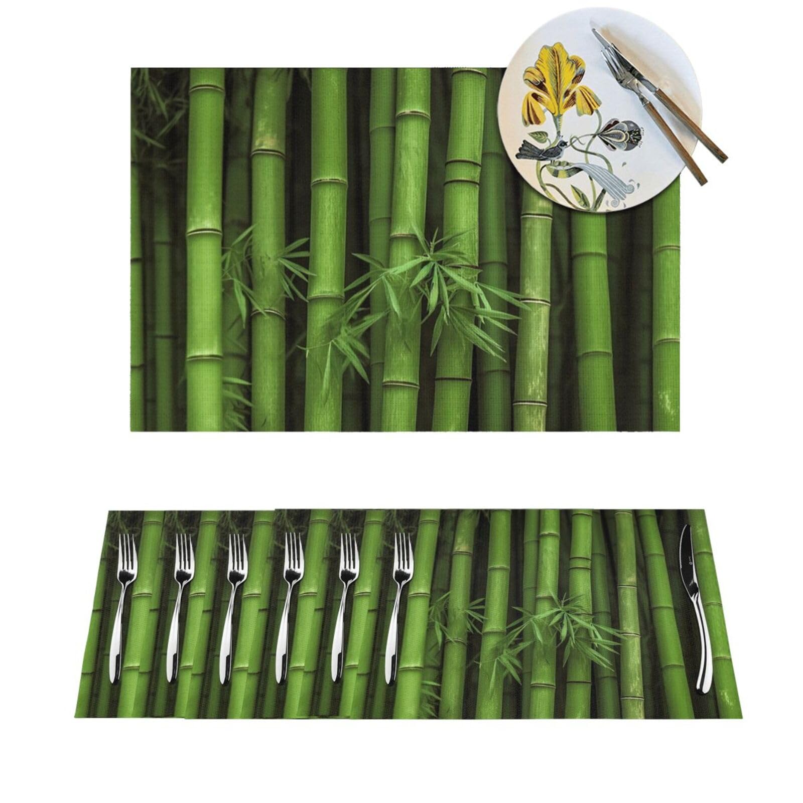 Set de table de cuisine en PVC tissé haut de gamme imprimé bambou