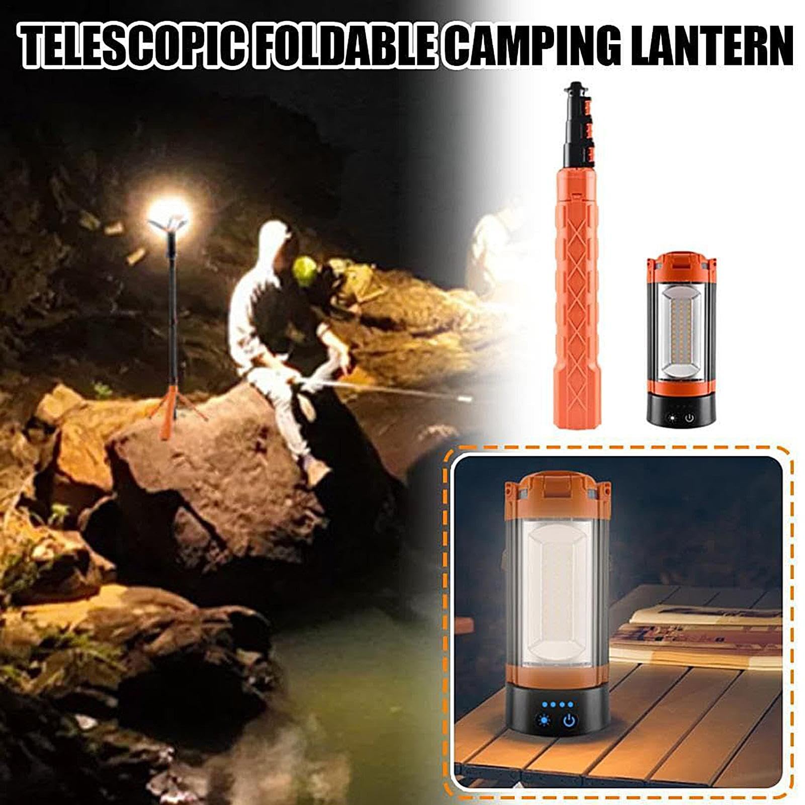 Latarka kempingowa teleskopowa 4 tryby, 10000mAh przenośna lampa LED ze | Przenośna latarka robocza Do prac nocnych, warsztatu, garażu, naprawy ciężarówek, wędkarstwa, spawania