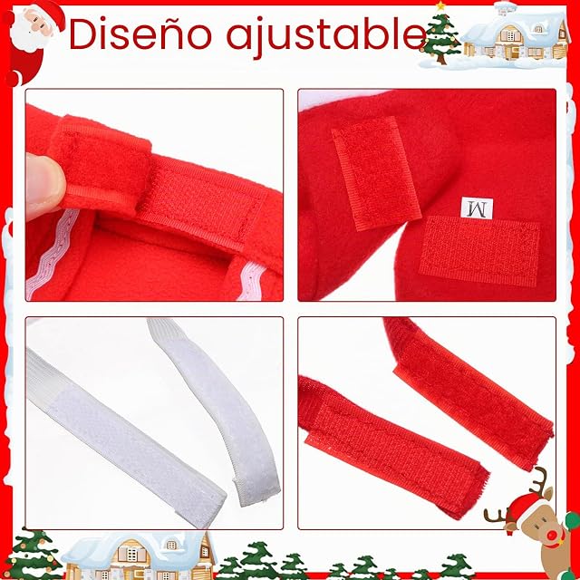 Foto 6 de 7 de Disfraz de perro para mascotas, capa de Navidad, gorro de Papá Noel, bufanda, sombrero de astas, pajarita