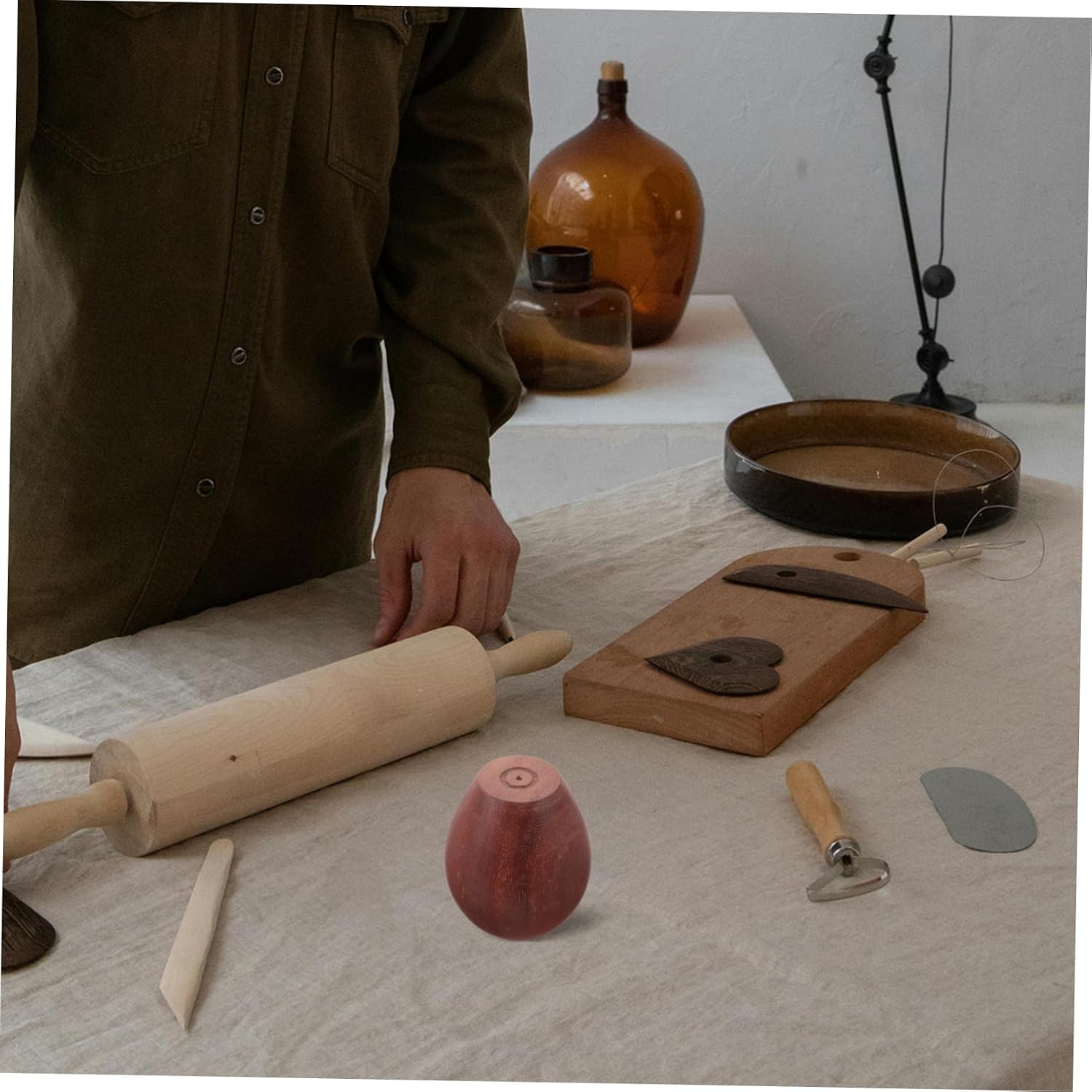 jojofuny Wooden Pottery Tools for Shaping Rims Durable Ceramic Sculpting Tool for Crafting Teapots and Teacups Essential Accessory for Pottery Making Projects