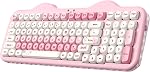 YUNZII C98 Clavier mécanique sans fil avec Pad numérique,98 Clé BT5.0/2.4G/USB-C Montage d'étanchéité à chaud avec PBT MOA Captures de clés, sur mesure RGB,Clavier de gâteau mignon pour Win/Mac (Beige, lait V2 Interrupteur linéaire)