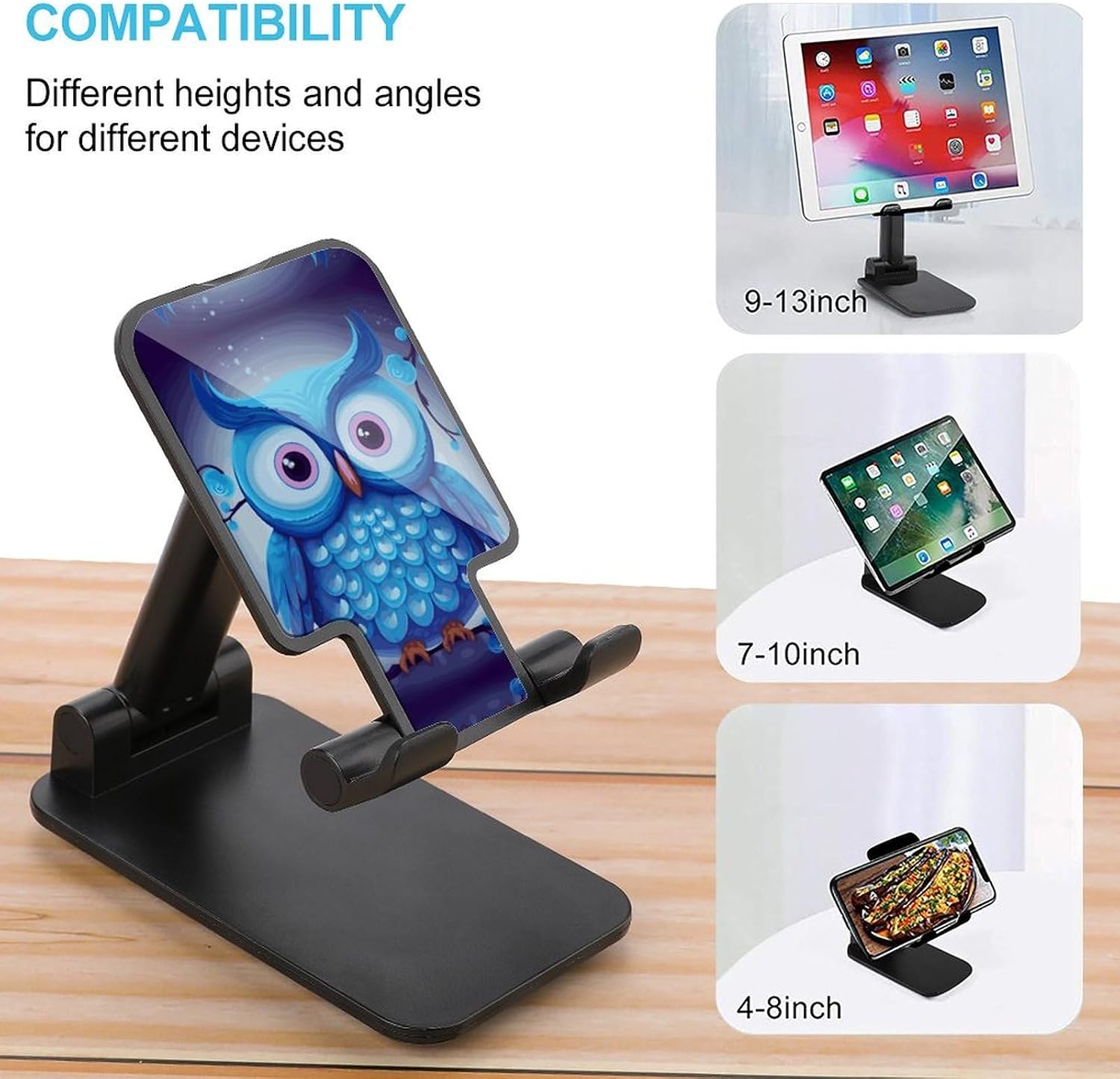 Blue Owl Foldable Phone Stand for Desk Taller Stand image 3