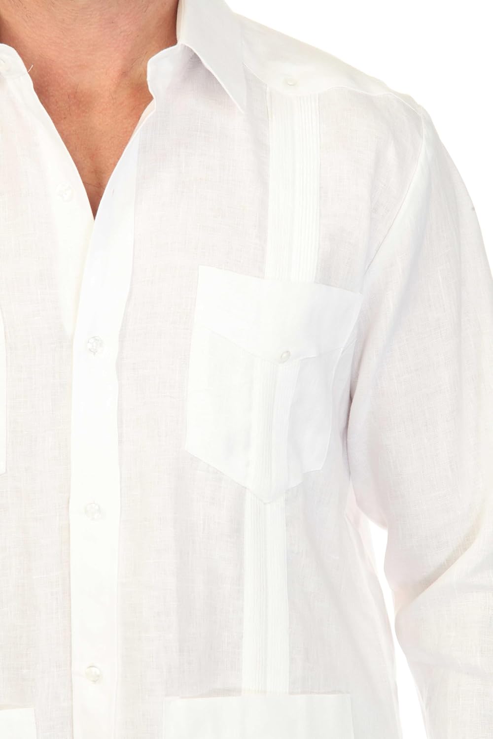 Mojito Collection Men's 100% Linen Classic Four-Pocket Long Sleeve Guayabera Shirt - Image 7