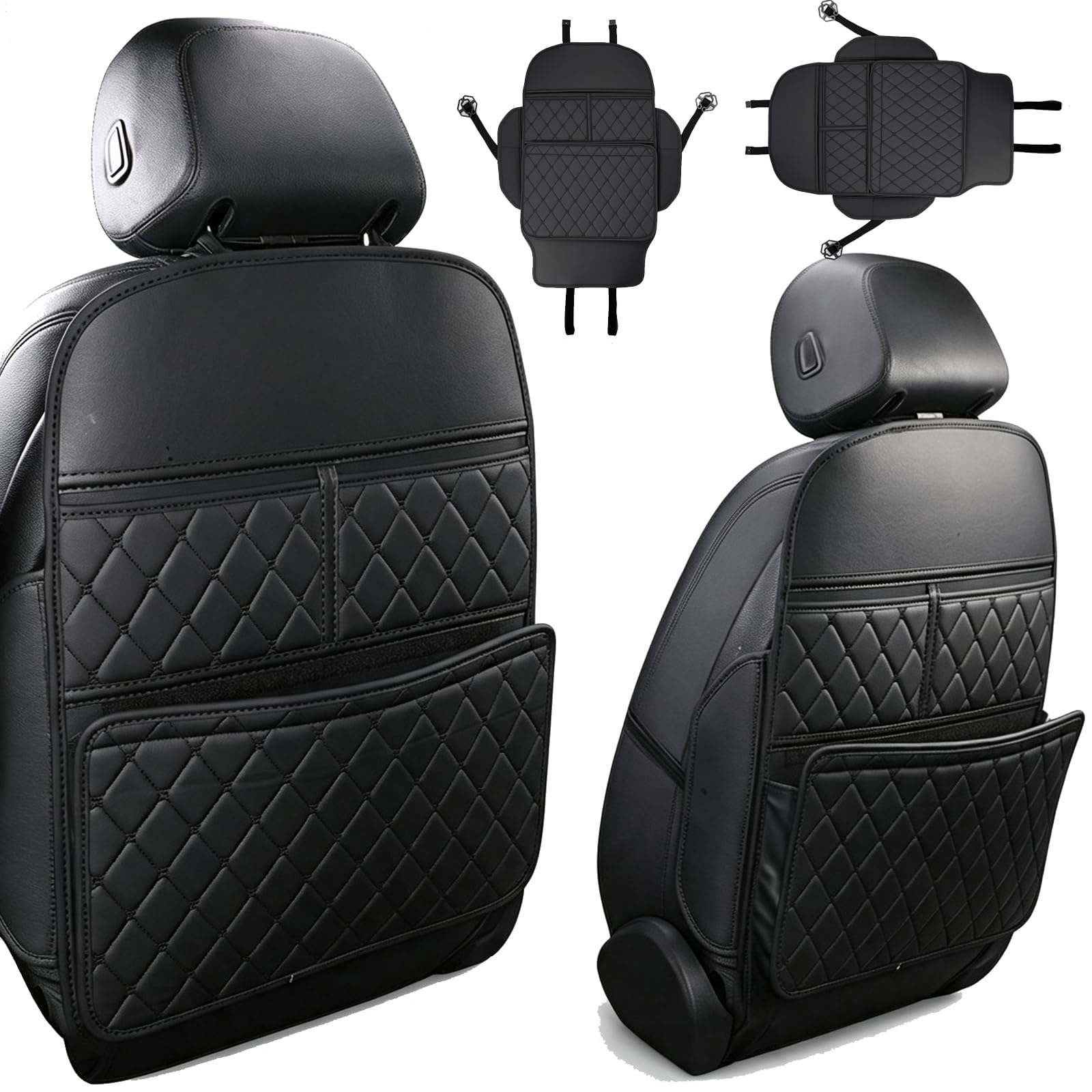 Paquete de 2 protectores negros para respaldo de asiento con