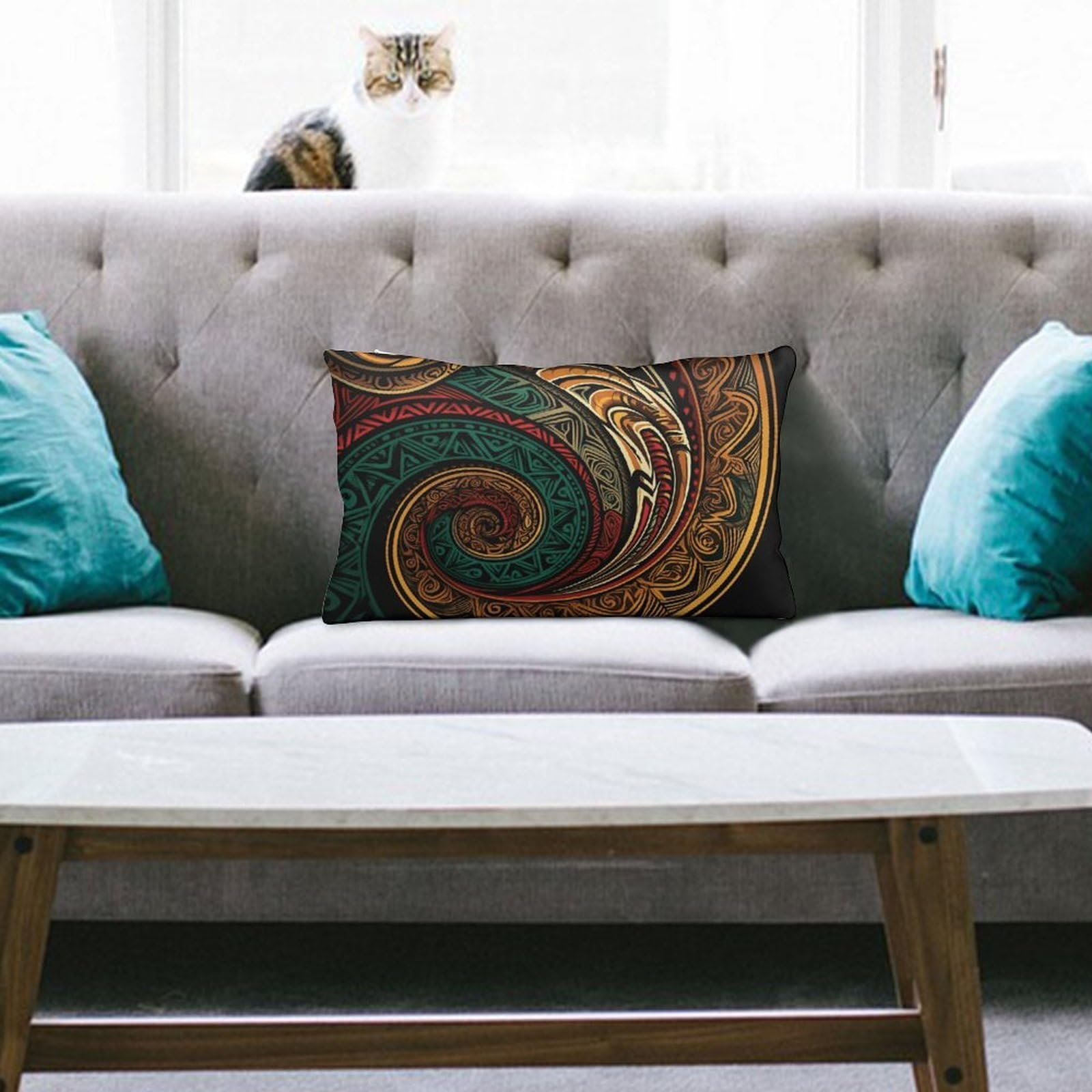 NTVOWPZO Decoration Throw Pillow Covers 8"x12" Pillowcases Covers Dark Teal HD Images Soft Pillowcases Modern Farmhouse Home Decor Sofa Cushions Covers for Couch Bed Living Room
