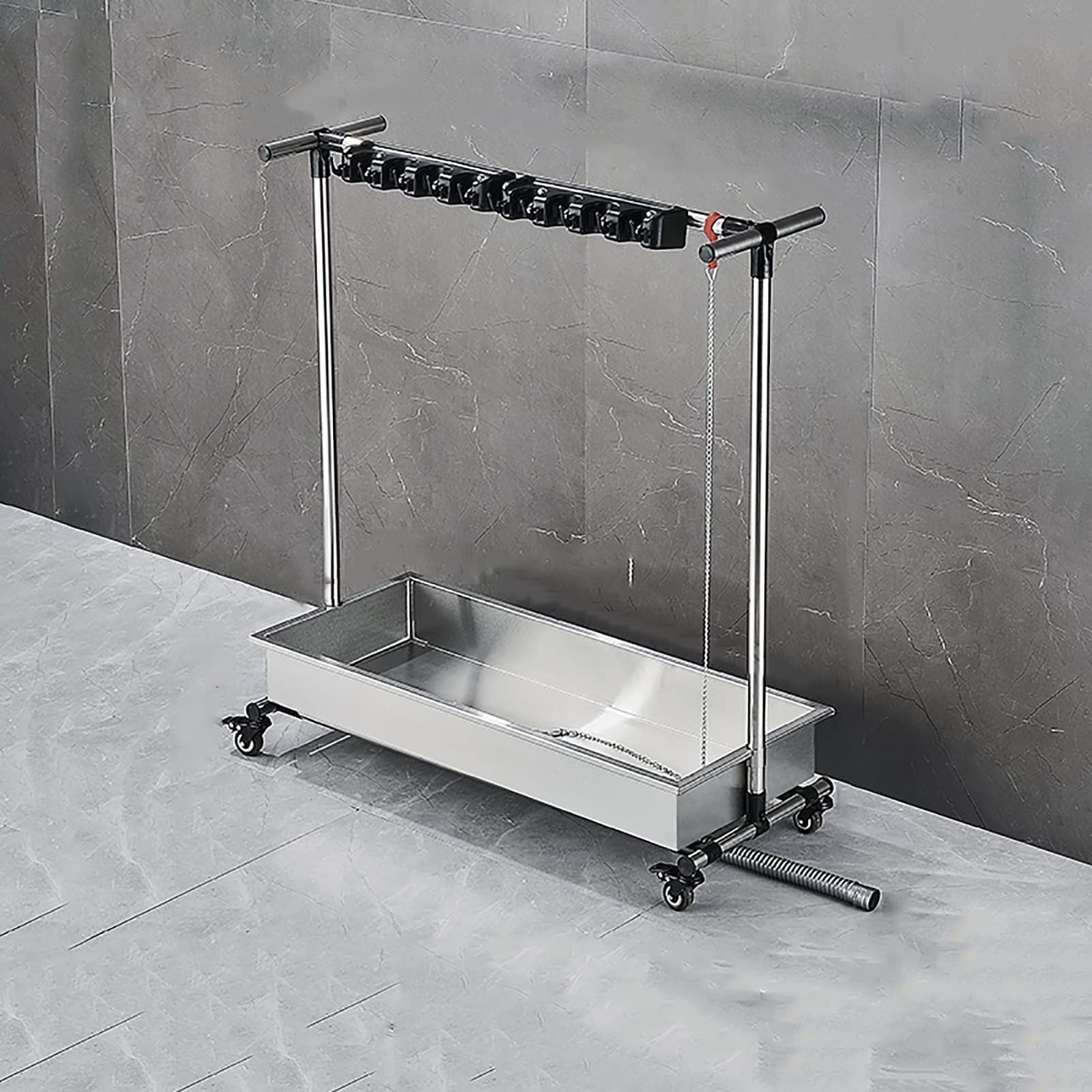 ASerZenith Broom Holder,Mop Holder,Put Wet Mops Movable Floor-Mounted Mop Rack,Floor Standing Cleaning Tool Storage Cart,For Property Companies Garage Schools Hospitals Factories Hotels(5Slots)