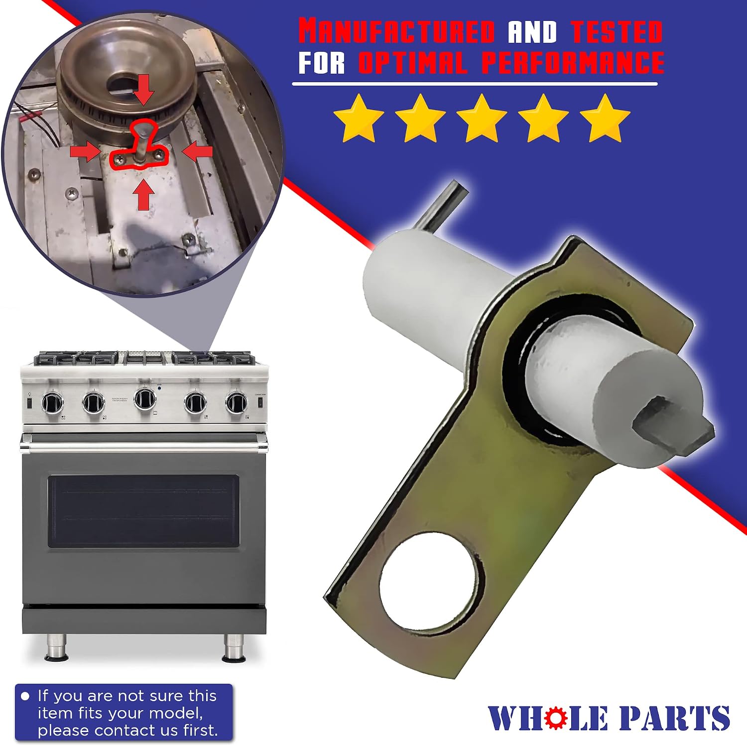 Upgraded Whole Parts PB040122 IR Burner Ignitor - Replacement and Compatible with Some Viking Ranges