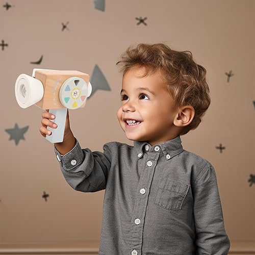 Miniatura 6 de Mini cámara de video de juguete de madera para niños pequeños de 3 años, regalos de cumpleaños de Navidad, accesorios fotografiados para niños,