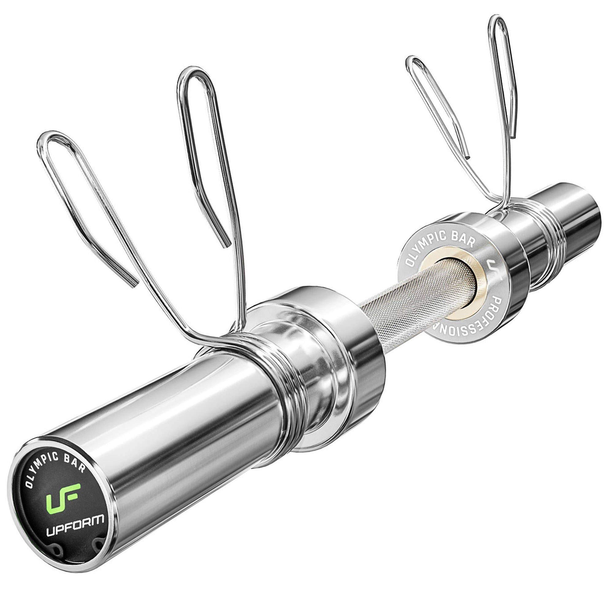 Barre d'haltères Marbo Sport Olympia 50 mm - barre d'haltères 180 cm, barre d'haltères 150 cm, barre d'haltères 120 cm, barre SZ 120 cm, barre super SZ 120 cm et barre d'haltères 50 cm - chromée et moletée avec serrures à ressort