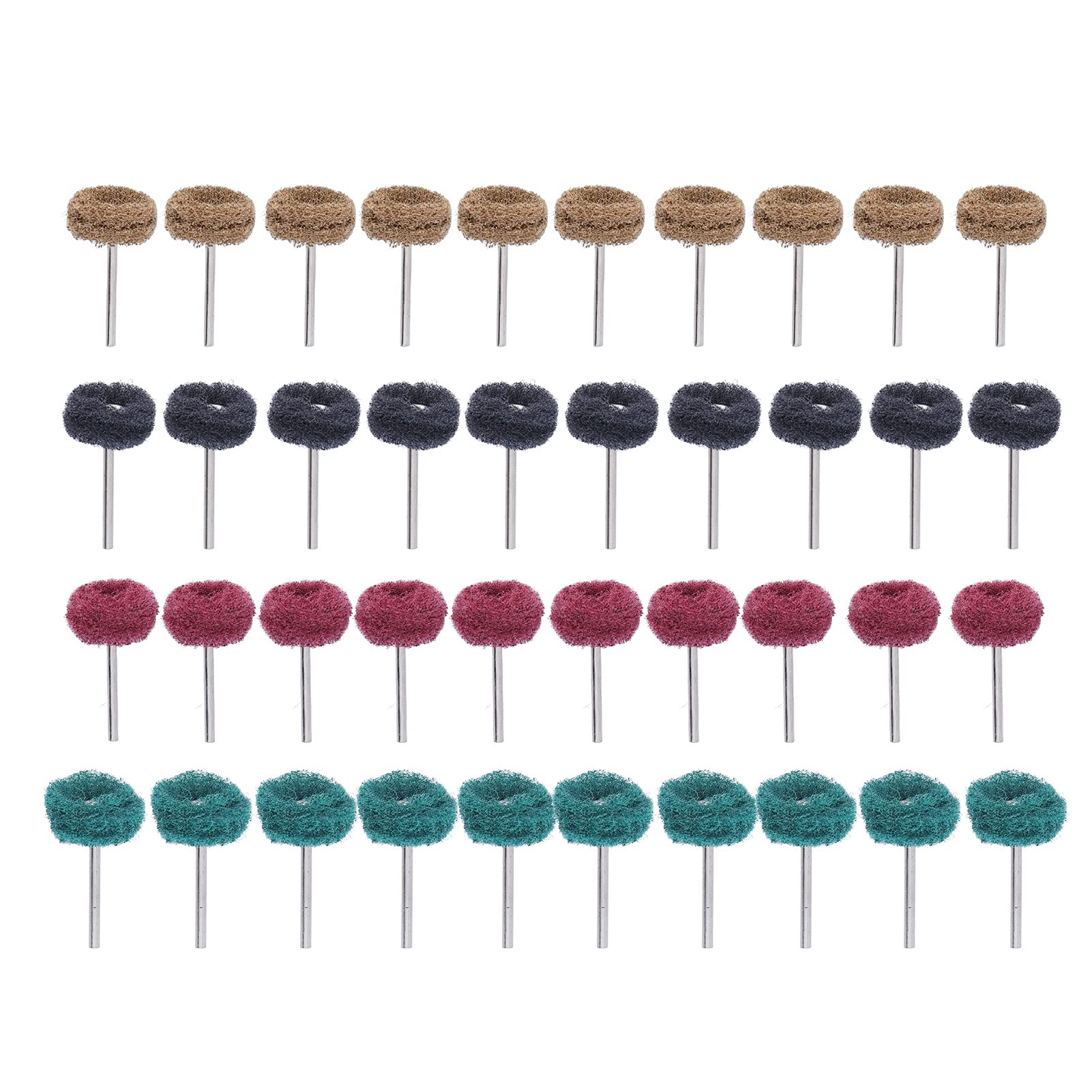 Respicefinem 40Pcs Abrasive Wheel Buffing Polishing Set for Rotary Tool Drill Attachment Hardware Ideal for Small Area Removal Deburring and Surface Polishing of Metal Jewelry