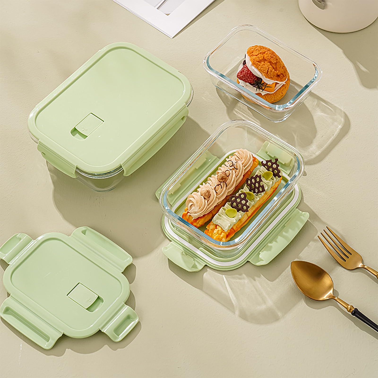 MerryNine Recipientes de vidrio para almacenamiento de alimentos, paquete de 10, 1040 ml y 370 ml, recipiente de preparación de comidas con tapas herméticas a prueba de fugas, reutilizable, seguro