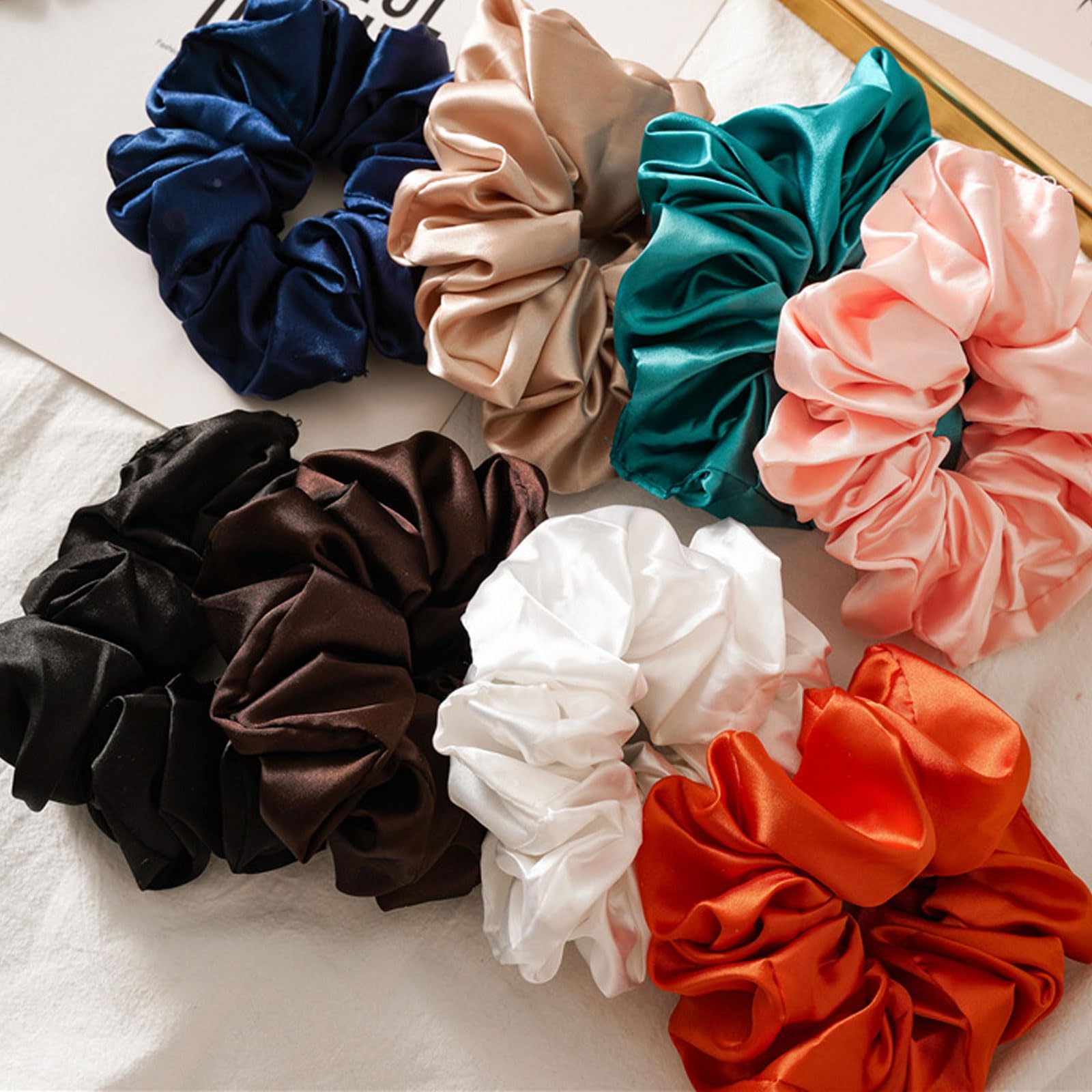 AWAVM 7Pcs Large Satin & Silk Scrunchies Set - Image 3
