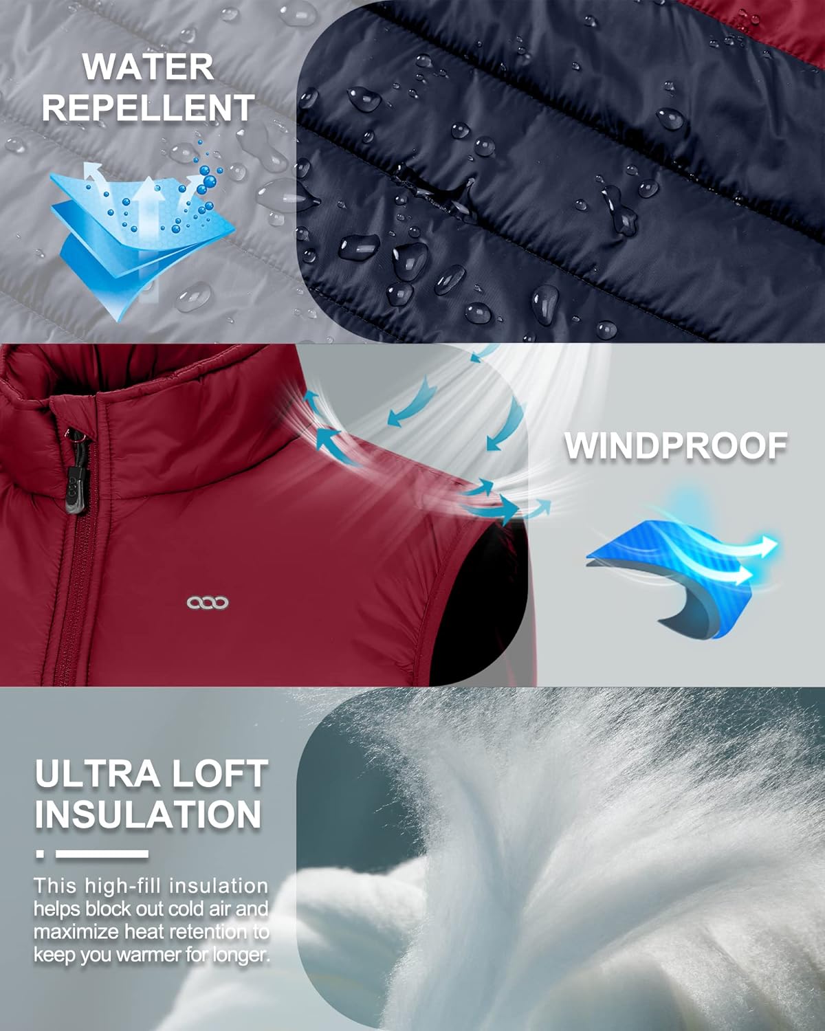 33,000ft Men's Lightweight Packable Insulated Puffer Vest Outerwear, Warm Winter Sleeveless Jacket for Golf Running - Image 3