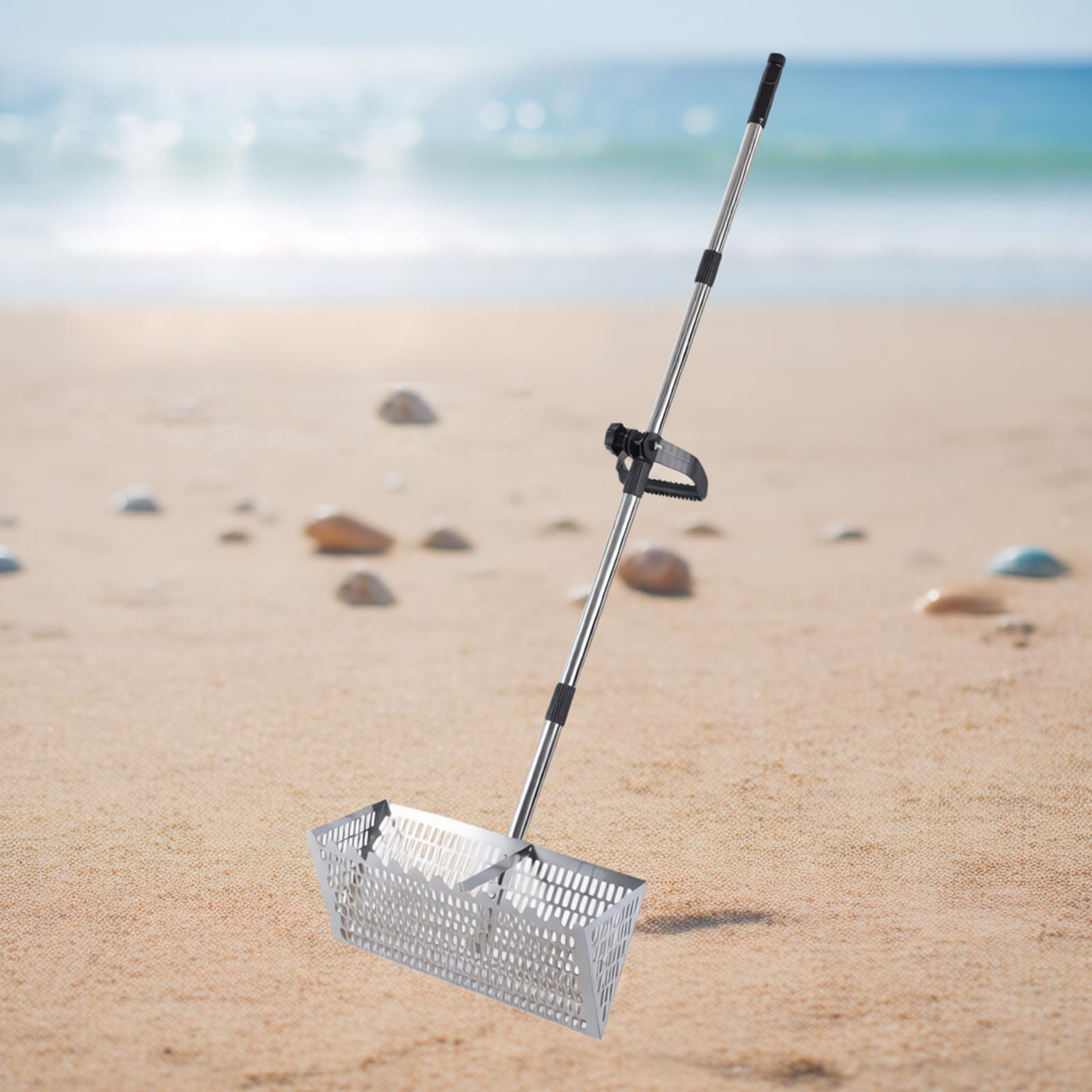 Palmare Setaccio Sabbia Erpice Spiaggia Pala Cibo di Mare Catcher Ergonomico Denti per Giardinaggio Suolo Allentamento Campeggio Trasduttore Metallo Sabbia