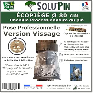 Piège Chenille Processionnaire du Pin – pour Tronc Jusqu’à 2,45 m – Kit Complet Écopiège Professionnel SoluPin Ø 80 cm à Vissage – Cerclage Réutilisable sans Insecticide – Conçu et Fabriqué en France