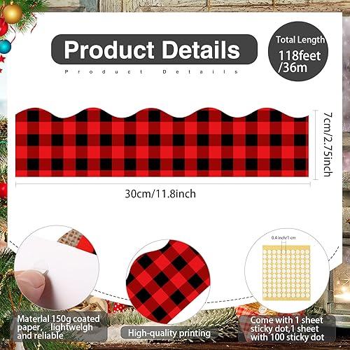 Miniatura 2 de Containlol Bordes de tablón de anuncios de 118 pies, bordes de aula para decoración de tablones de anuncios, borde festoneado troquelado para