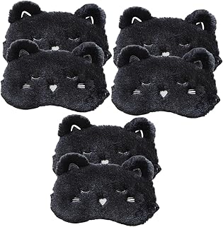 فوميز. 6 قطع من قناع العين معصوب العينين بتصميم باندا لطيف، طائرات هوائية للنوم لتغطية العين المريحة، قناع نوم للعين، قناع نوم للعين، اقنعة من الفراء، غطاء عين القط، قماش حريري لعيون الاطفال والسيارة