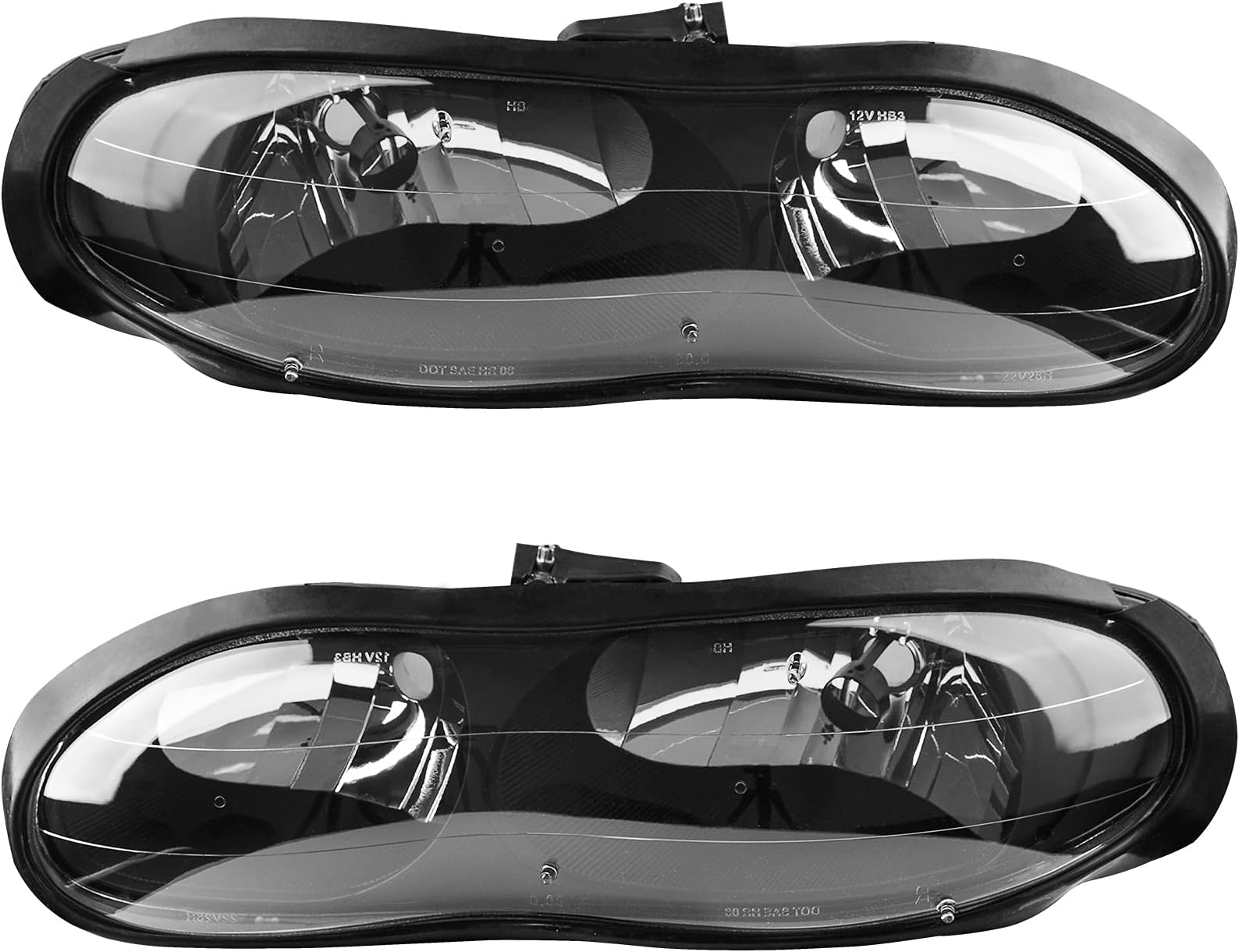 AUTOSAVER88 Headlight Assembly Compatible with 1998-2002 Chevy Camaro Black Housing with Clear Lens(Driver Side and Passenger Side)