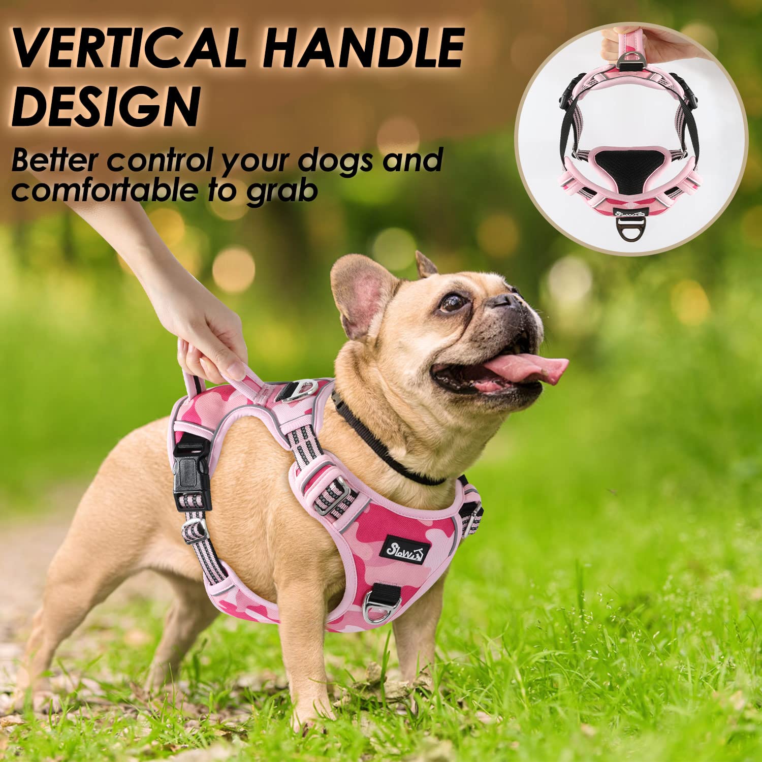 Eyein Dog Harness Small Dog, Anti Pull Adjustable Heavy Duty Pet Vest Harness with 2 Clips - Image 4