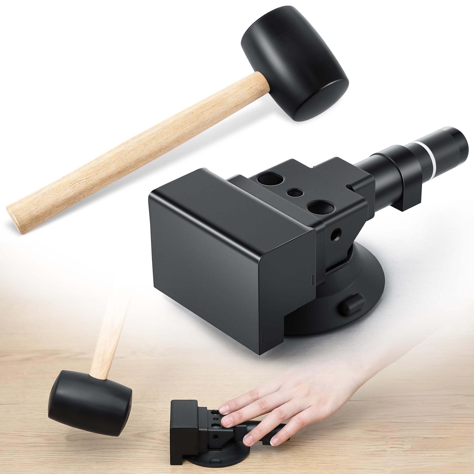 Feekoon 1 Pack Floor Gap Fixer Tool, Heavy Duty Plank Grabber with Vacuum Suction Cup & Rubber Mallet Hammer for Wood, Vinyl, Laminate Floor, Flooring