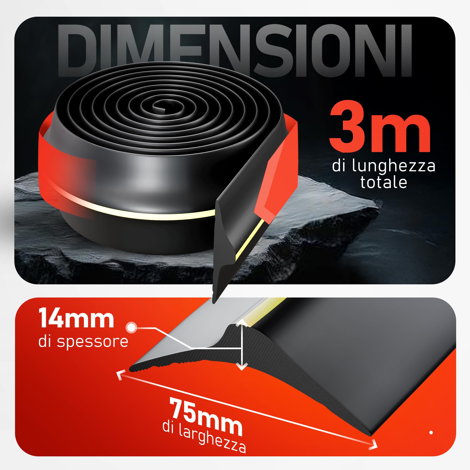 Guarnizione Porta Garage 3M | Impedisce il Passaggio di Acqua, Polvere e Freddo – Installazione Facile | Guarnizione Garage | Include Silicone per EDPM (3 m)