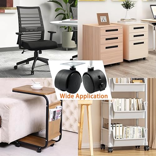 Miniatura 6 de 4 ruedas giratorias de 1.5 pulgadas, ruedas giratorias de nailon negro con freno, ruedas giratorias de alta resistencia para muebles, carro,