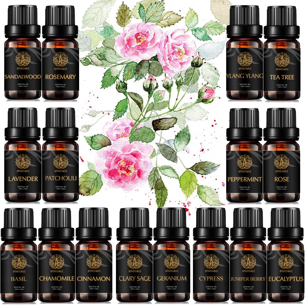 Top 16 Aromatherapie Clary Salbei ätherisches Öl Set für Diffusor, 100% reine Kamille ätherisches Öl Kit für Luftbefeuchter, Lavendel ätherische Öle Set - Ylang Ylang, Rose Öle...
