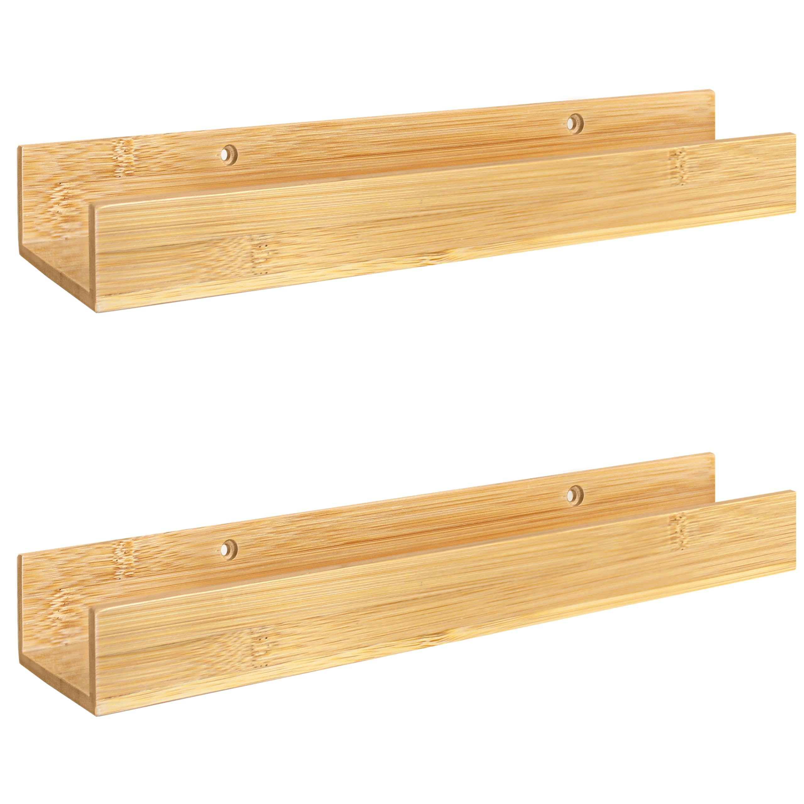 danhol® Estanteria baño de Bambu - Estanteria Baño sin Taladro - Baldas Pared sin Agujeros - Estanteria de Pared Baño, Cocina y Dormitorio - Estante Pared (2 Unidad)