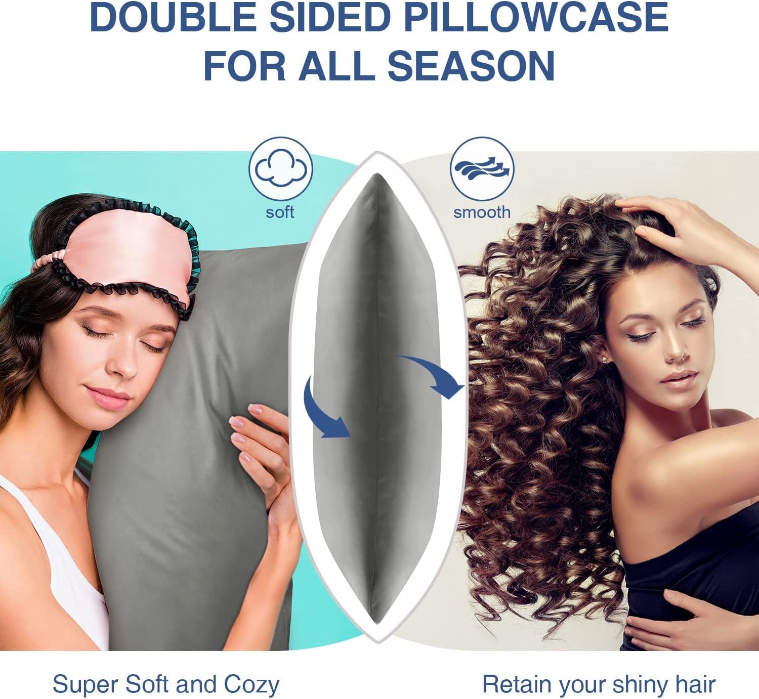 BEDELITE Ultra Soft Pillow Cases King Size Set of 2, Upgraded Silky Lyocell & Brushed Microfiber Pillowcase, Wrinkle Resistant Double-Sided Cooling Pillow Cases(20x40, Dark Grey)