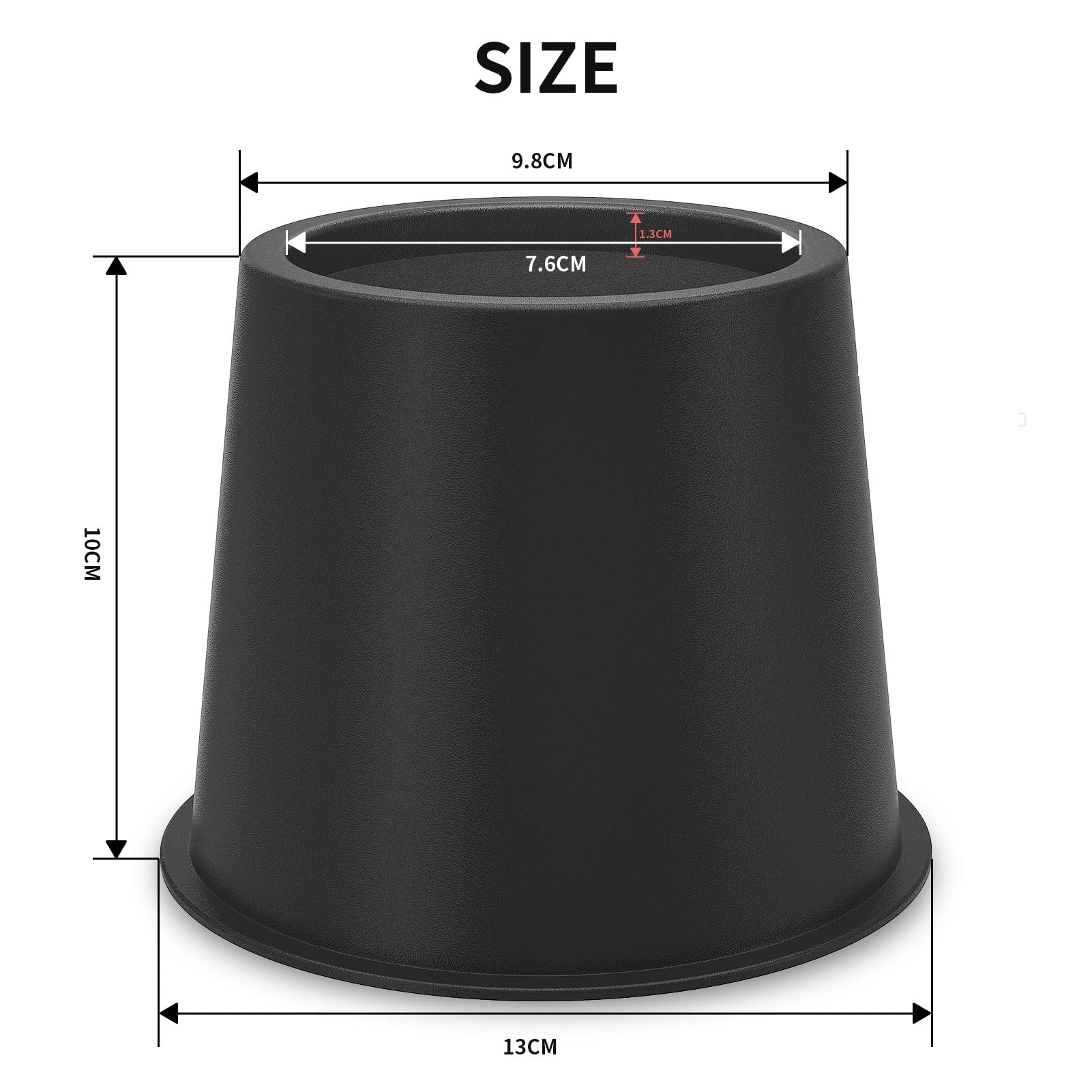 Uping Bed Riser | Łóżko do mebli, stojak do mebli | Dodaj wysokość 8 cm | Ochrona podłogi (4 sztuki, czarny)